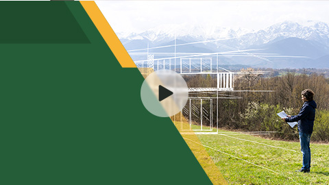 Man visualizing a home design on empty lot